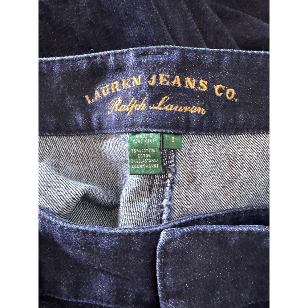 Lauren Jeans Co. Ralph Lauren Dark Blue Wash‎ Denim Wide Leg Jeans Women Size 8 - Picture 5 of 5